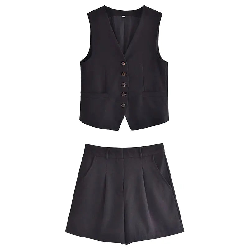Two-piece summer outfit with vintage top – Amaya-Black-XS-State of Style