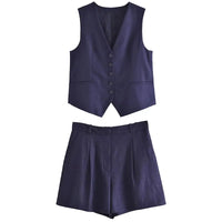 Two-piece summer outfit with vintage top – Amaya-Dark blue-XS-State of Style