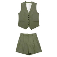 Two-piece summer outfit with vintage top – Amaya-Military green-XS-State of Style