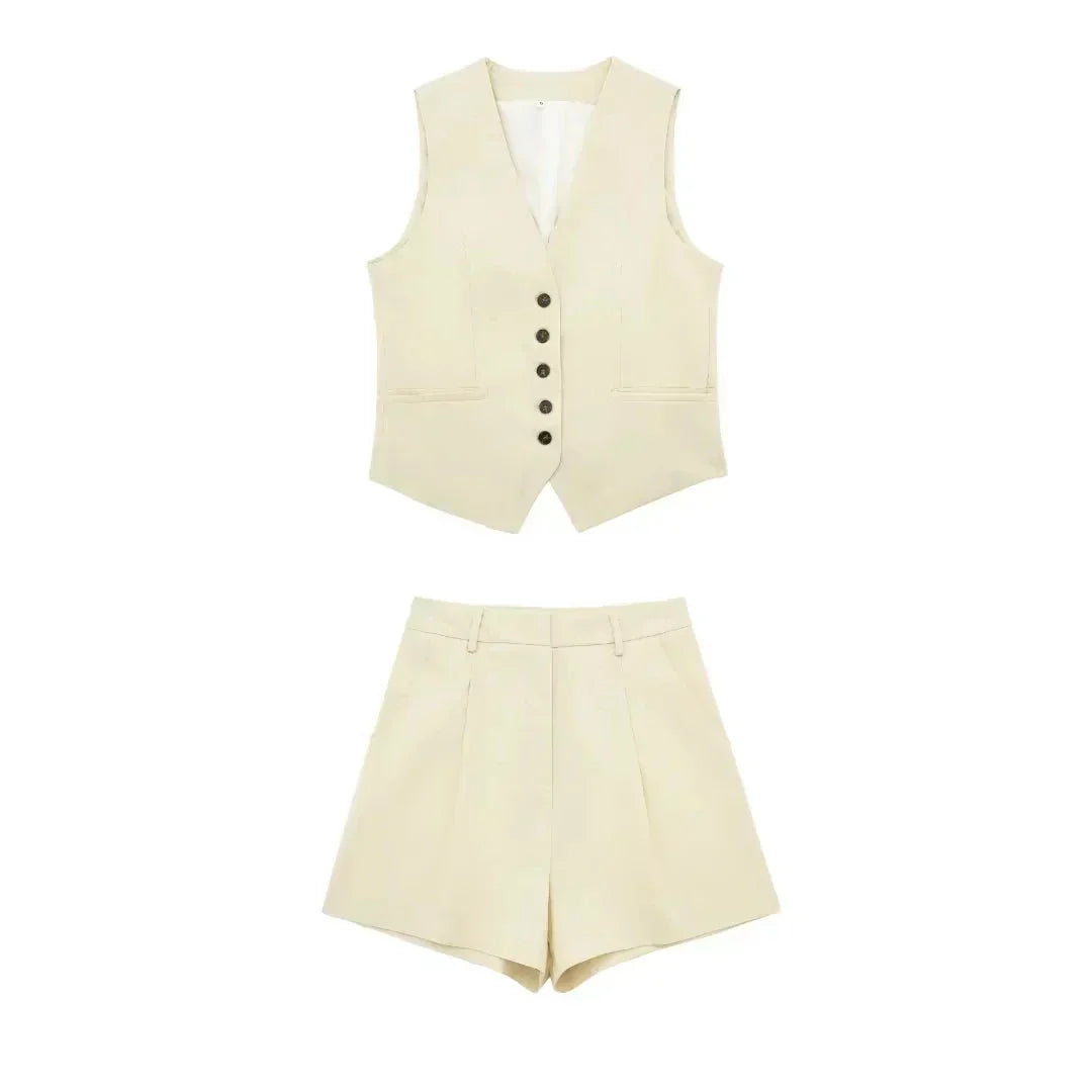Two-piece summer outfit with vintage top – Amaya-White-XS-State of Style