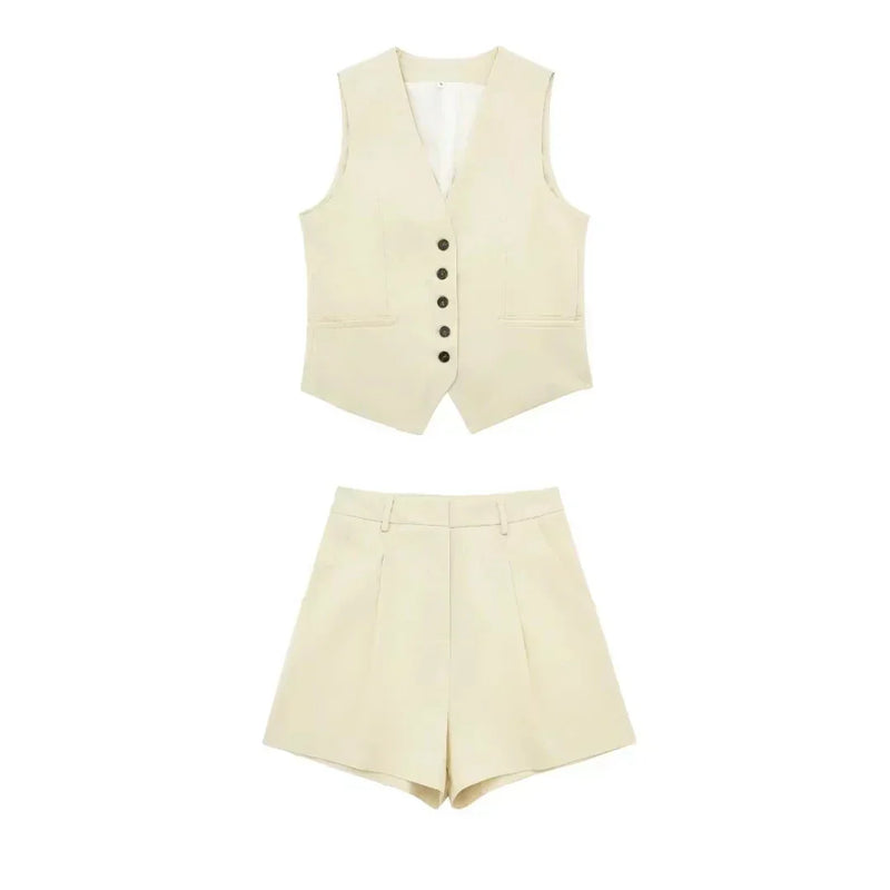 Two-piece summer outfit with vintage top – Amaya-White-XS-State of Style