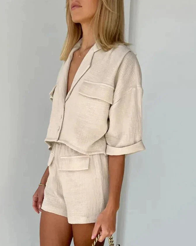 Two-piece summer set made of cotton for women – Kaja-S-State of Style