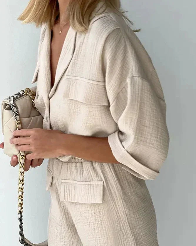 Two-piece summer set made of cotton for women – Kaja-S-State of Style