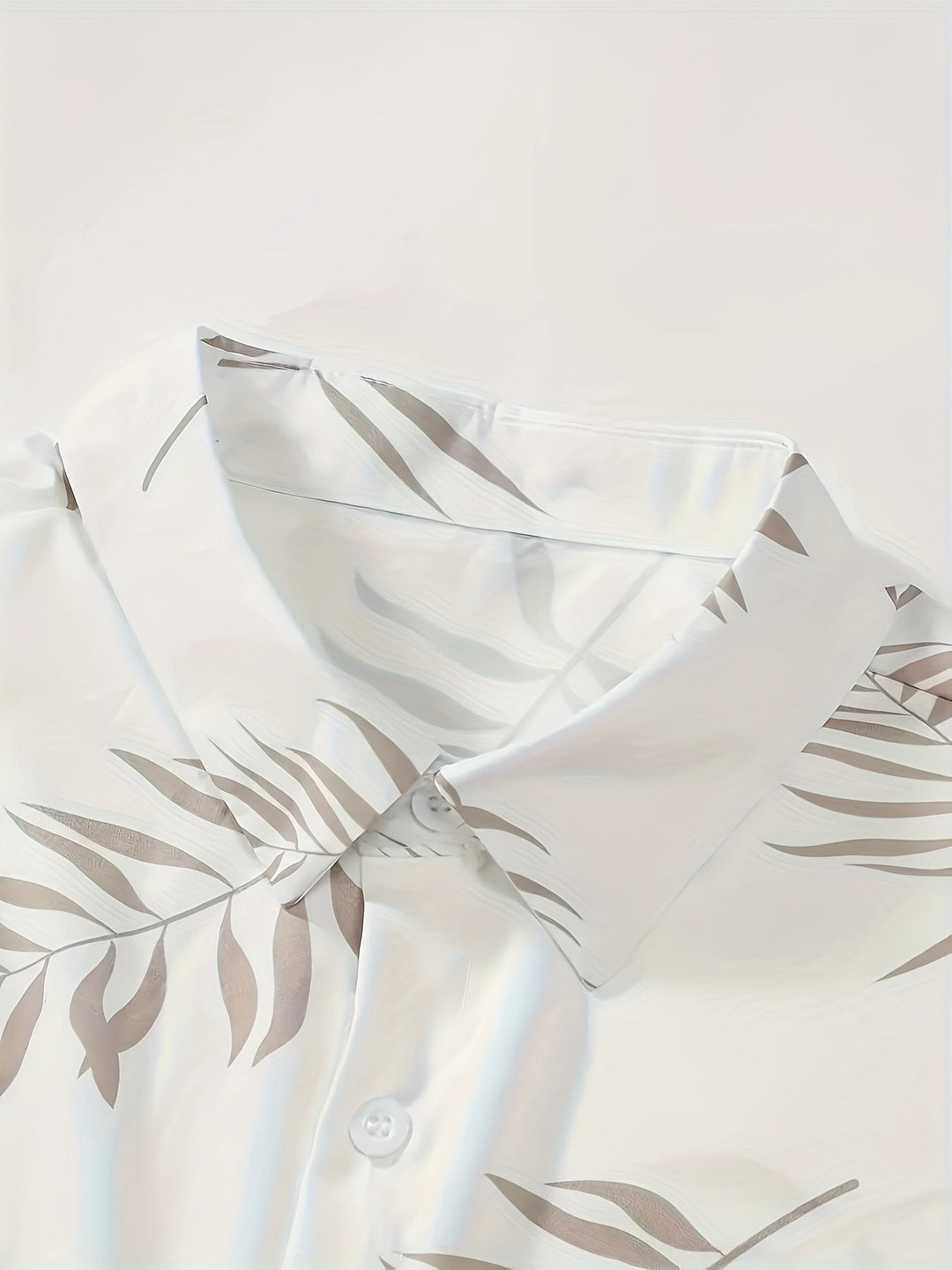 Two-piece summer set men leaf print shirt and shorts - Kiano-White/Brown-M(48)-State of Style