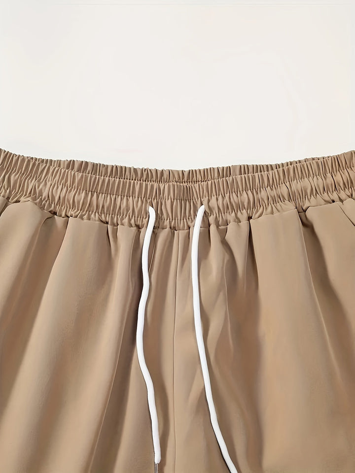 Two-piece summer set men leaf print shirt and shorts - Kiano-White/Brown-M(48)-State of Style