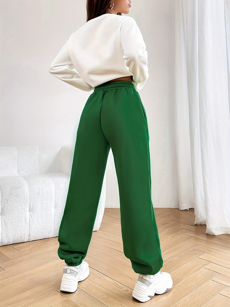 Two-Piece Tracksuit with Trendy Letter Print - Isabelle-Green-S-State of Style