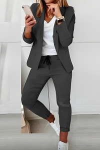 Two-piece women's blazer set for everyday wear & events – Alina-Dark grey-S-State of Style