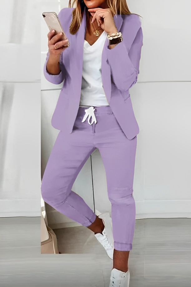 Two-piece women's blazer set for everyday wear & events – Alina-Purple-S-State of Style