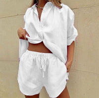 Two-Piece Women's Linen Set with Trendy Cut and Pattern – Malika-Blue-S-State of Style