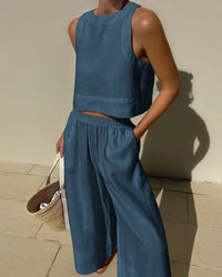 Two-piece women's outfit with skirt & top – Stylish & versatile – Narela-Blue-S-State of Style