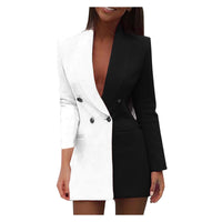 Two-tone blazer dress – Emilia-White Black-S-State of Style