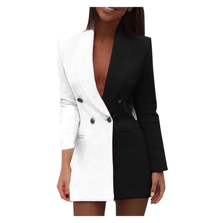 Two-tone blazer dress – Emilia-White Black-S-State of Style