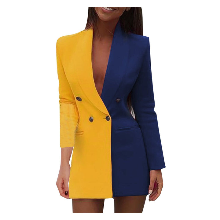 Two-tone blazer dress – Emilia-Yellow Blue-S-State of Style