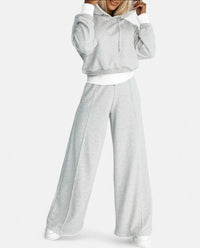 Two-Tone Hoodie Set with Wide-Leg Pants - Isabelle-Black-S-State of Style