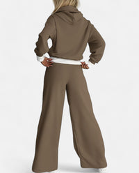 Two-Tone Hoodie Set with Wide-Leg Pants - Isabelle-Black-S-State of Style