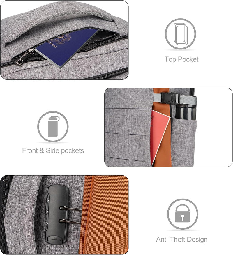 40L Water-Resistant Travel Laptop Backpack with USB Port & Anti-Theft Lock – AeroPack