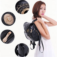 PU Leather Owl Print Backpack for Women – Multi-Pocket Design