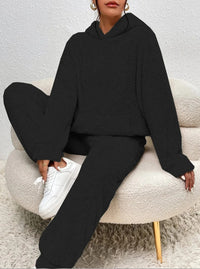 Ultra-Comfortable Teddy Loungewear with Hoodie - Lana-Black-XS-State of Style