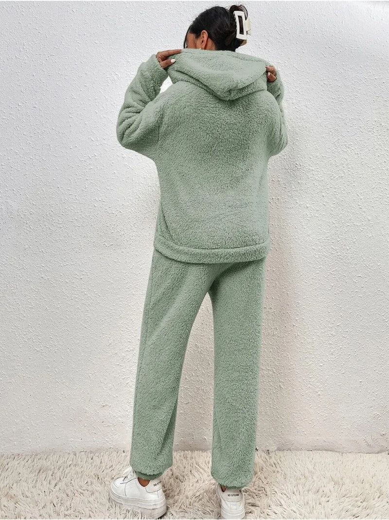 Ultra-Comfortable Teddy Loungewear with Hoodie - Lana-White-XS-State of Style