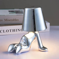 Unique and Atmospheric Table Lamp - GlowCraft-Hugo-Lamp - Silver-State of Style