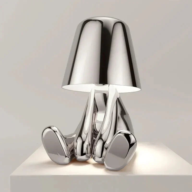 Unique and Atmospheric Table Lamp - GlowCraft-Hugo-Lamp - Silver-State of Style
