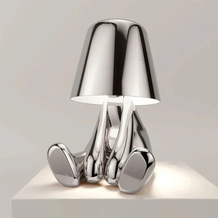 Unique and Atmospheric Table Lamp - GlowCraft-Hugo-Lamp - Silver-State of Style