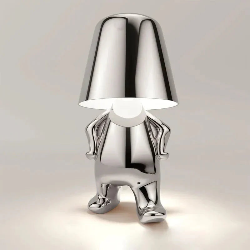 Unique and Atmospheric Table Lamp - GlowCraft-Hugo-Lamp - Silver-State of Style