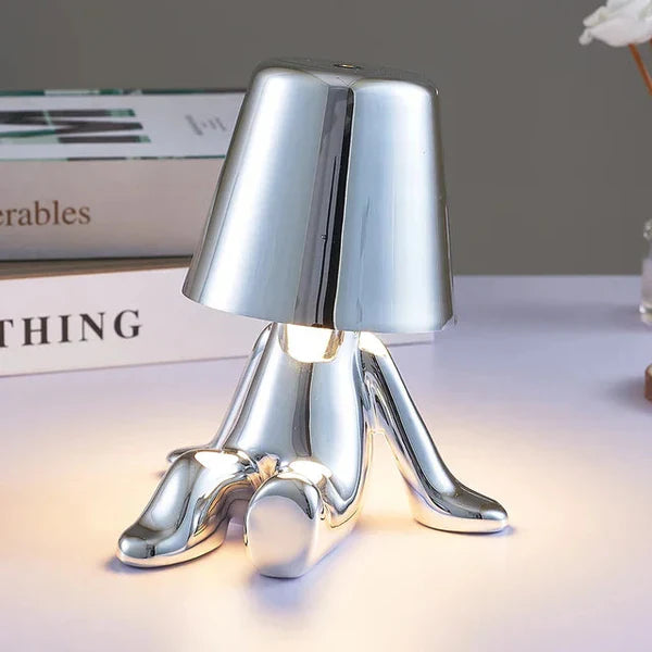 Unique and Atmospheric Table Lamp - GlowCraft-Hugo-Lamp - Silver-State of Style