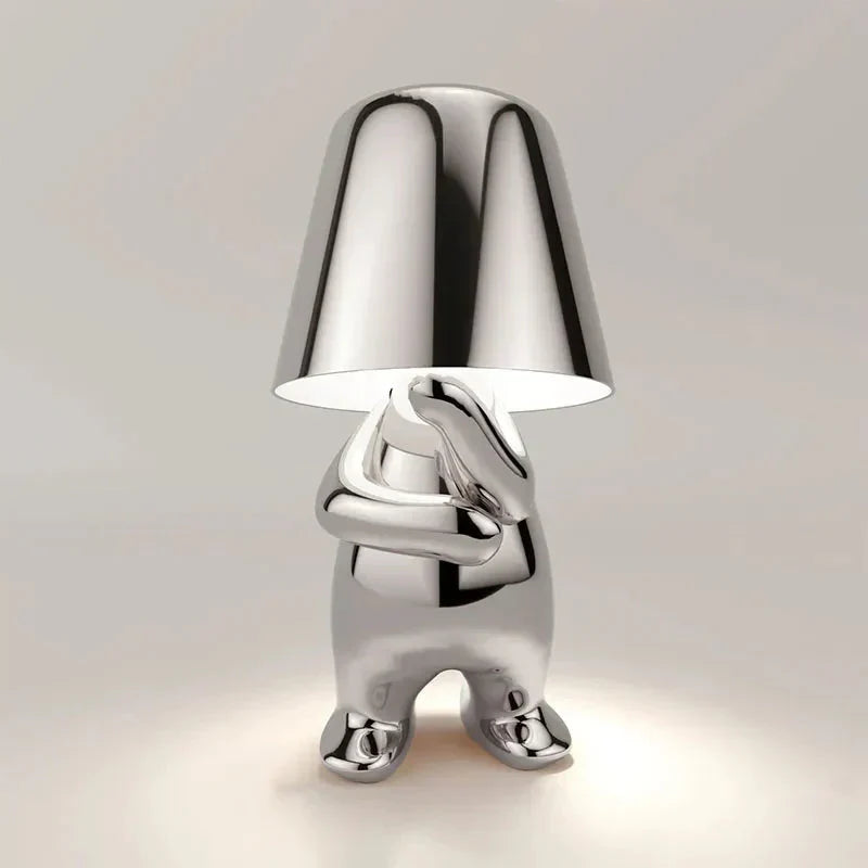 Unique and Atmospheric Table Lamp - GlowCraft-Hugo-Lamp - Silver-State of Style