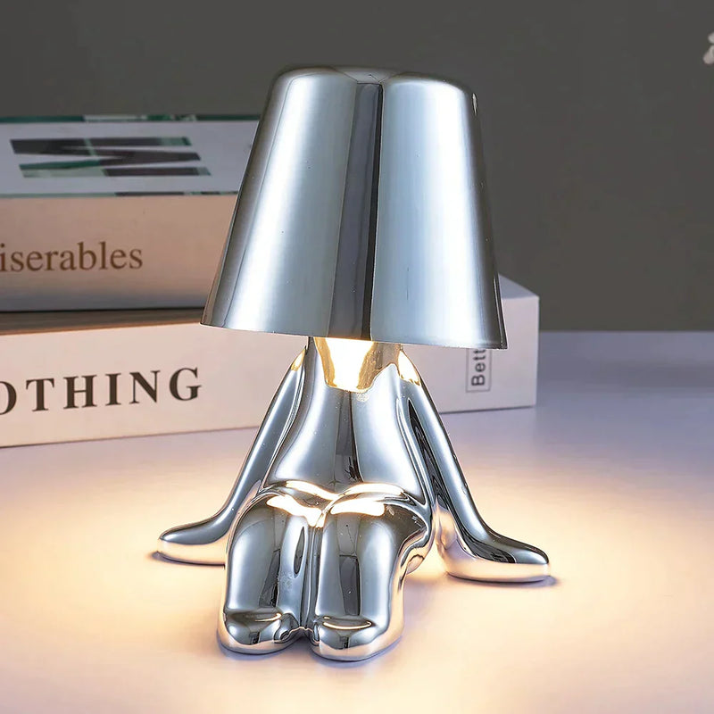 Unique and Atmospheric Table Lamp - GlowCraft-Hugo-Lamp - Silver-State of Style