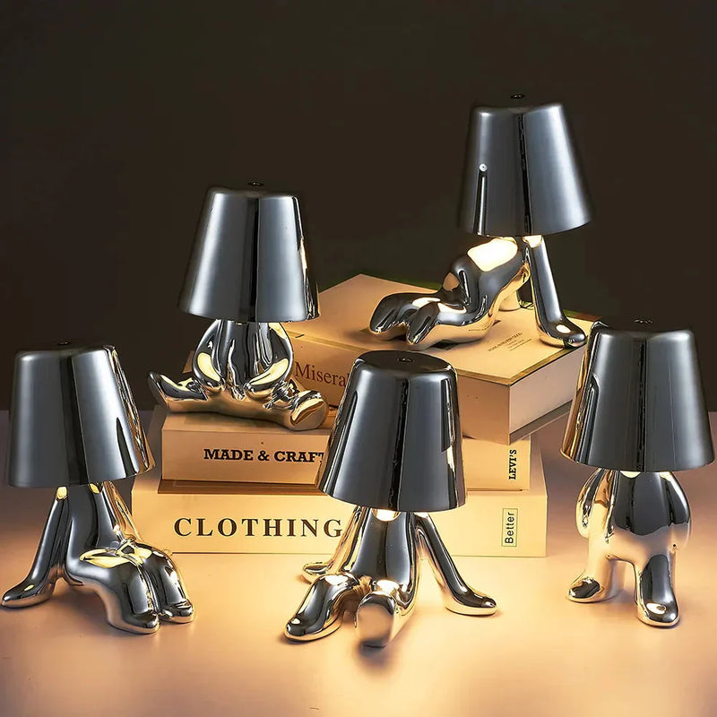 Unique and Atmospheric Table Lamp - GlowCraft-Hugo-Lamp - Silver-State of Style