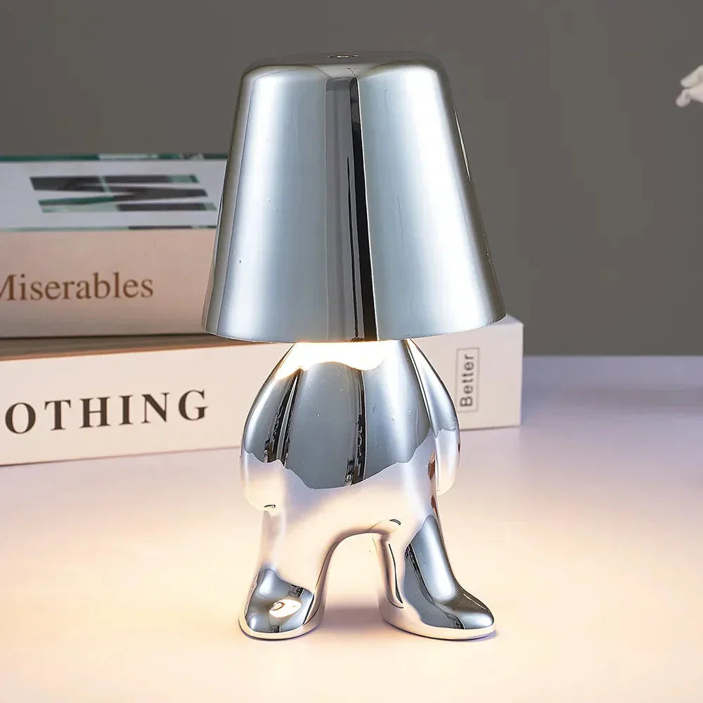 Unique and Atmospheric Table Lamp - GlowCraft-Hugo-Lamp - Silver-State of Style