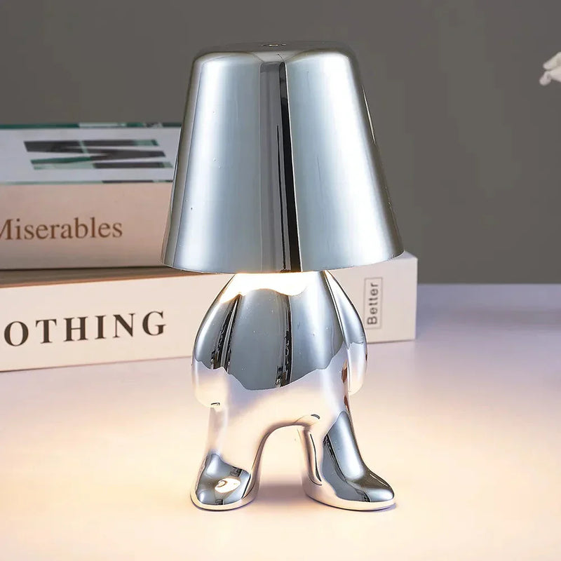 Unique and Atmospheric Table Lamp - GlowCraft-Hugo-Lamp - Silver-State of Style