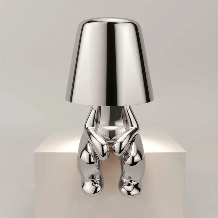 Unique and Atmospheric Table Lamp - GlowCraft-Hugo-Lamp - Silver-State of Style