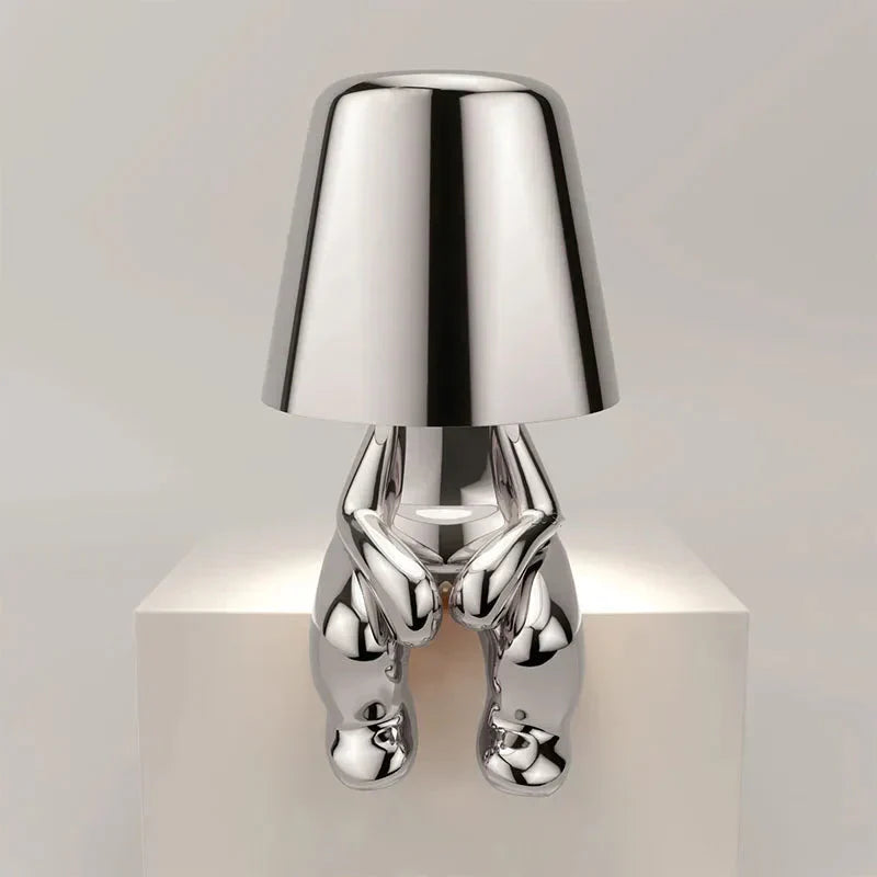 Unique and Atmospheric Table Lamp - GlowCraft-Hugo-Lamp - Silver-State of Style