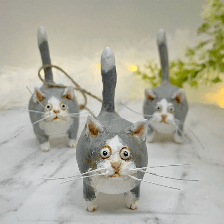 Unique Handmade Cat Christmas Ornament - Purrfect Holiday Hangers-Gray-State of Style