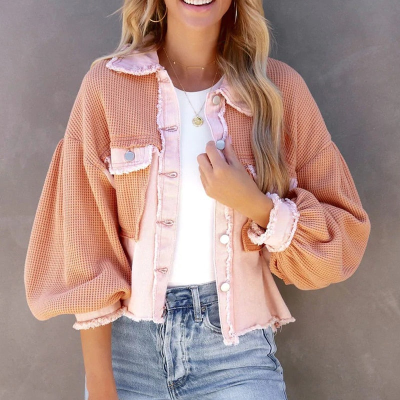 Unique Jacket with Puff Sleeves | Trendy Women's Fashion-Pink-S-State of Style