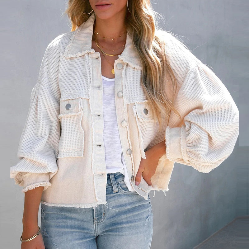 Unique Jacket with Puff Sleeves | Trendy Women's Fashion-White-S-State of Style