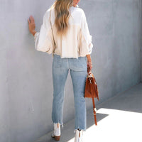 Unique Jacket with Puff Sleeves | Trendy Women's Fashion-White-S-State of Style