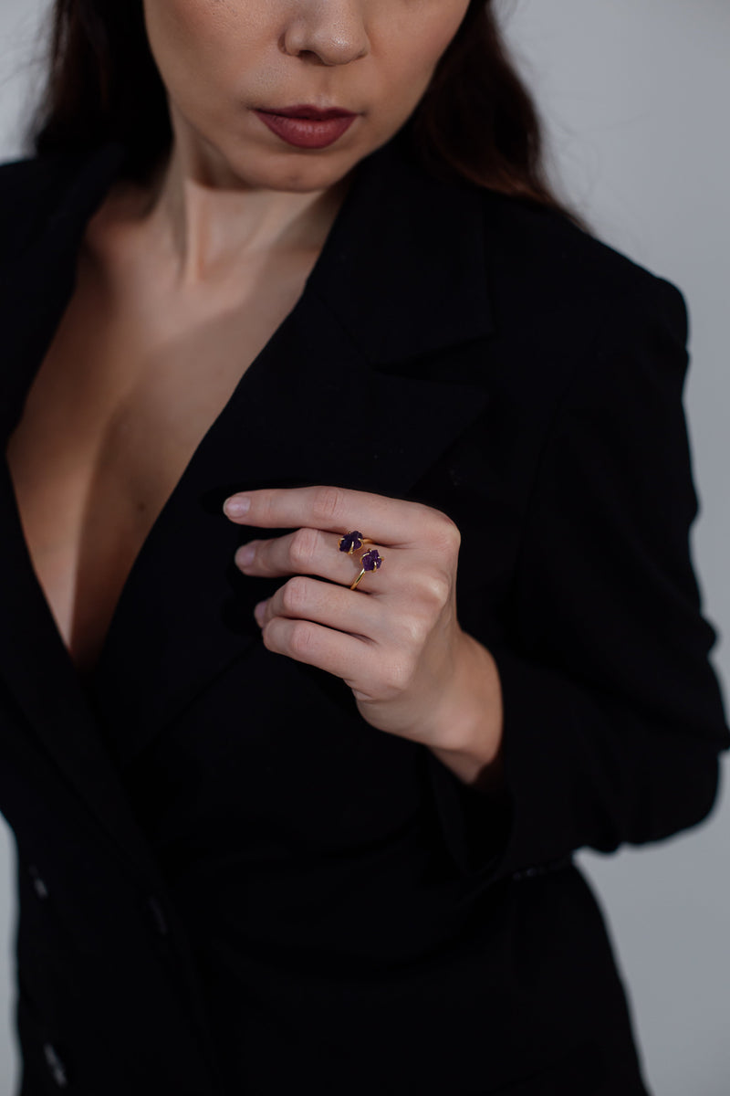 Unique Raw Gemstone Ring - Mira-Amethyst-State of Style
