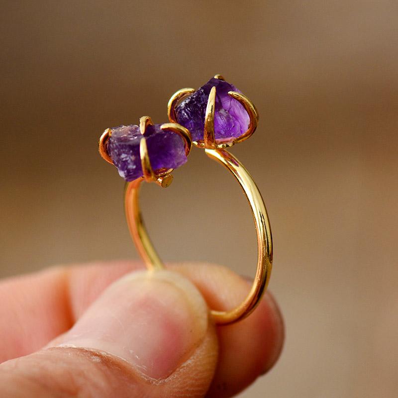 Unique Raw Gemstone Ring - Mira-Amethyst-State of Style