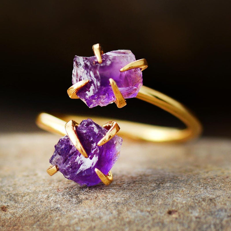 Unique Raw Gemstone Ring - Mira-Amethyst-State of Style