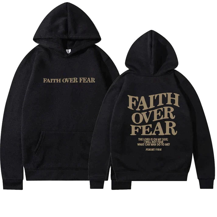 Unisex Hoodie "Faith Over Fear" Psalm 118:6 - Faithmore-Black-XS-State of Style