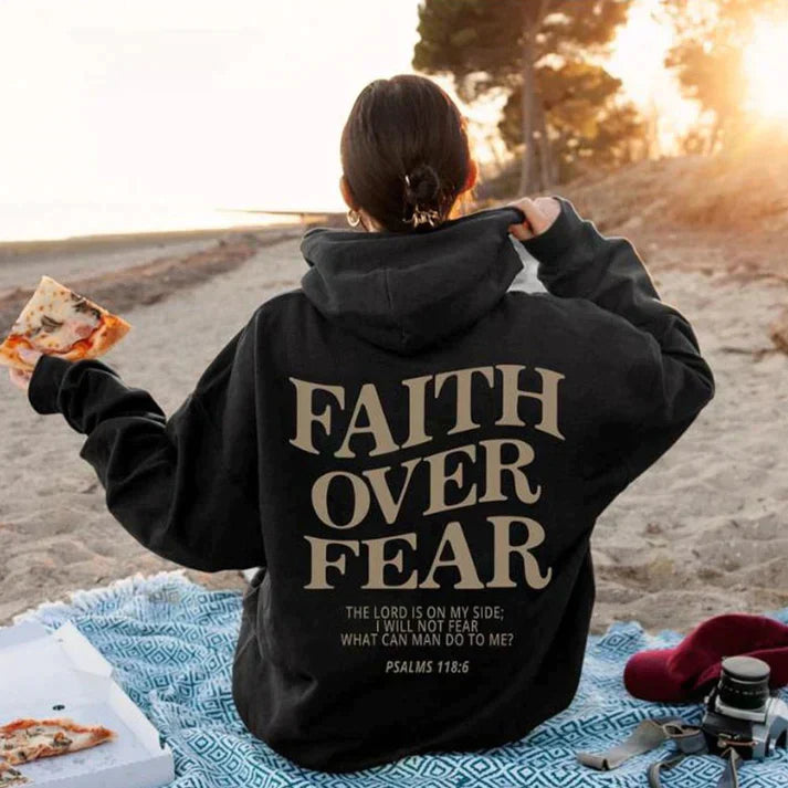 Unisex Hoodie "Faith Over Fear" Psalm 118:6 - Faithmore-Coffee-XS-State of Style