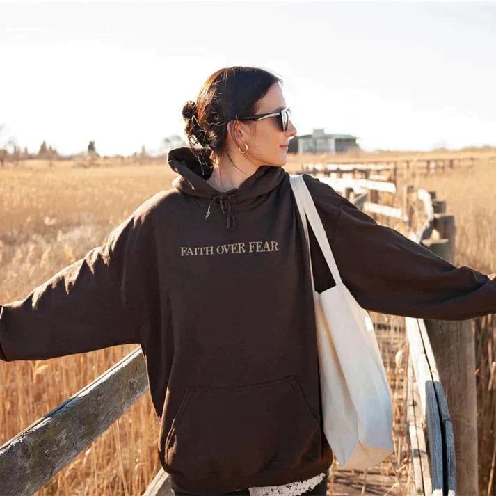 Unisex Hoodie "Faith Over Fear" Psalm 118:6 - Faithmore-Coffee-XS-State of Style