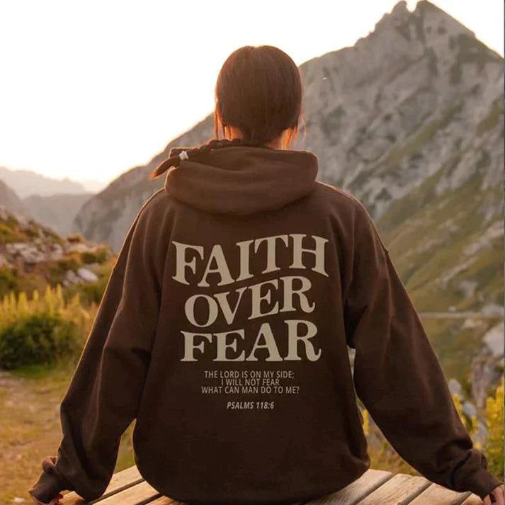 Unisex Hoodie "Faith Over Fear" Psalm 118:6 - Faithmore-Coffee-XS-State of Style