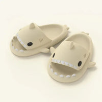 Unisex Lightweight Summer Flip Flops with Shark Design - FinSteps-Beige-2-2.5-State of Style