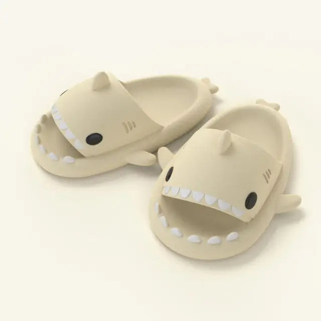 Unisex Lightweight Summer Flip Flops with Shark Design - FinSteps-Beige-2-2.5-State of Style