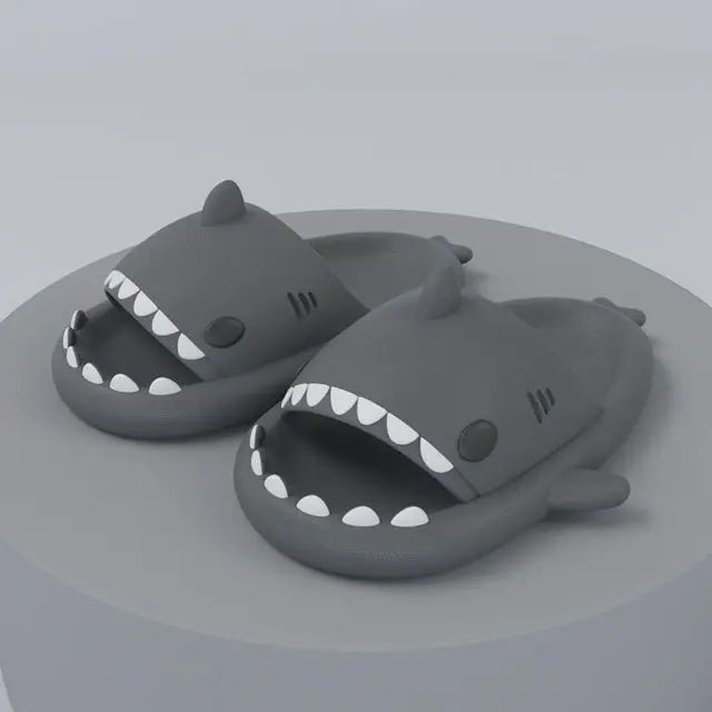 Unisex Lightweight Summer Flip Flops with Shark Design - FinSteps-Gray-2-2.5-State of Style
