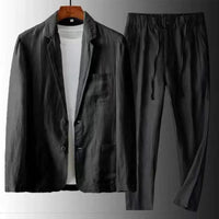 Urban Casual Linen Set for Men - Simon-Black-S-State of Style